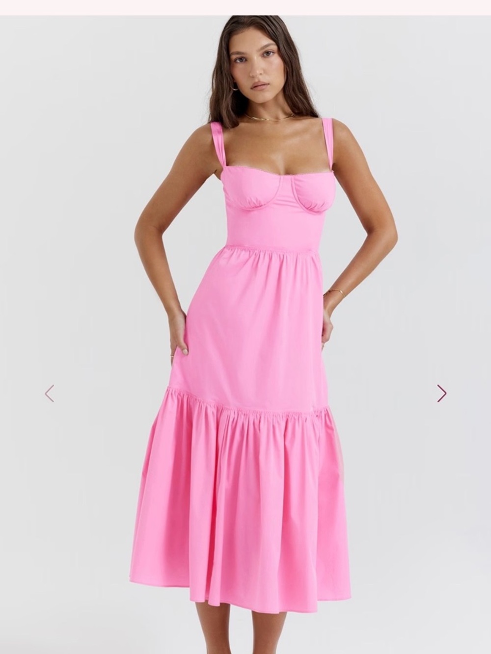 House of CB : Elia French Pink Sleeveless Midi Sundress